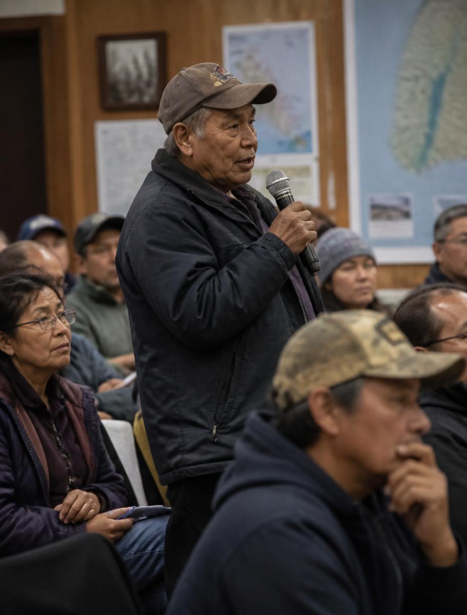 A community member speaking at a public meeting